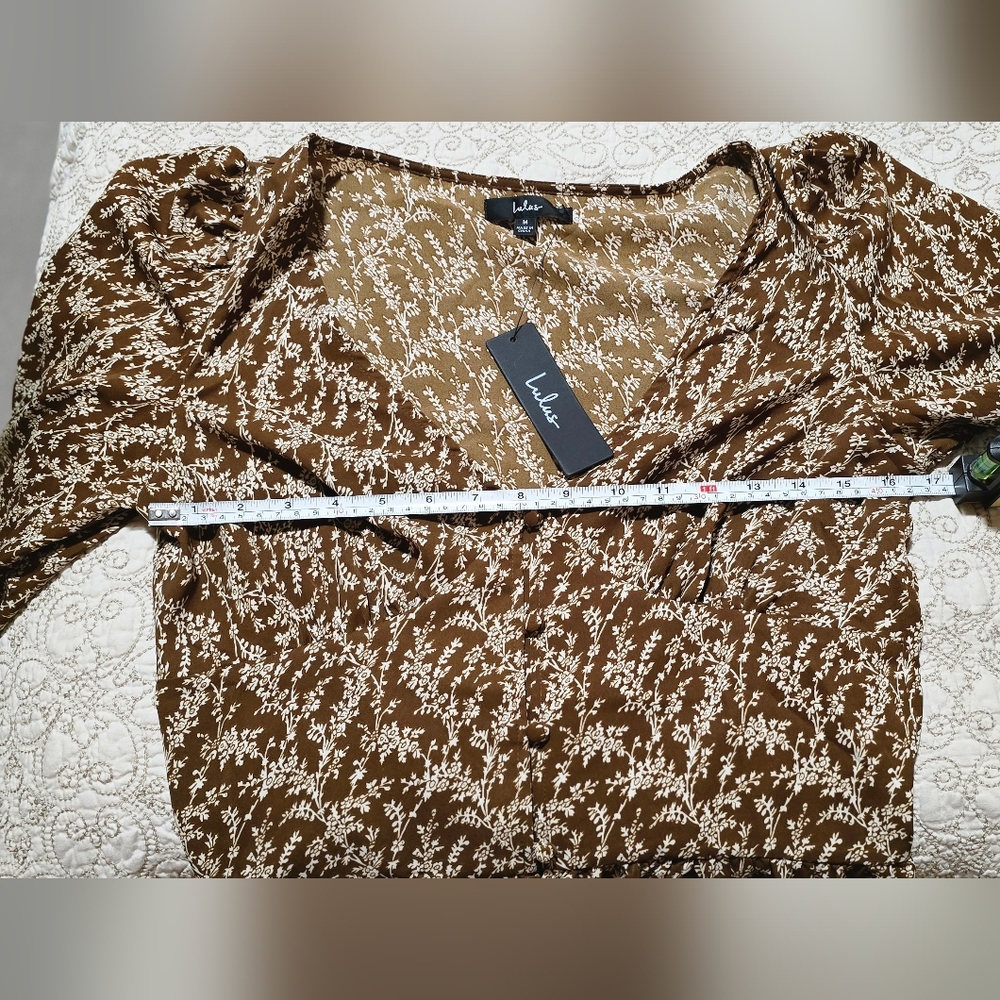 Lulus Brown Floral Blouse